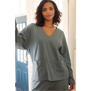 Daily Practice by Anthropologie V-Neck Sweater 3x Boxy Cozy Coastal Grandma
